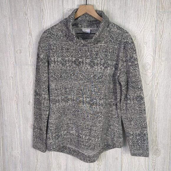 Vintage Columbia Women’s Large Grey Fleece Knit Soft Pullover Sweater Turtleneck - Picture 1 of 7